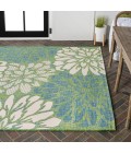 Zinnia Modern Floral Textured Weave Cream/Green 4 ft. x 6 ft. Indoor/Outdoor Area Rug