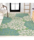 Zinnia Modern Floral Textured Weave Cream/Green 4 ft. x 6 ft. Indoor/Outdoor Area Rug