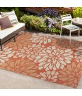 SANTA MONICA Area Rug Zinnia Modern Floral Textured Weave Orange/Cream 4 ft. x 6 ft. Indoor/Outdoor Area Rug
