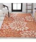 SANTA MONICA Area Rug Zinnia Modern Floral Textured Weave Orange/Cream 4 ft. x 6 ft. Indoor/Outdoor Area Rug