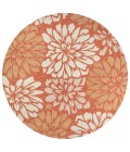 SANTA MONICA Area Rug Zinnia Modern Floral Textured Weave Orange/Cream 5' Round Indoor/Outdoor Area Rug