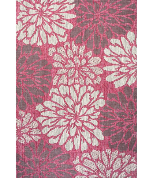 SANTA MONICA Area Rug Zinnia Modern Floral Textured Weave Fuchsia/Light Gray 3 ft. x 5 ft. Indoor/Outdoor Area Rug