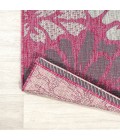 SANTA MONICA Area Rug Zinnia Modern Floral Textured Weave Fuchsia/Light Gray 2 ft. x 8 ft. Indoor/Outdoor Runner Rug