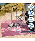 SANTA MONICA Area Rug Zinnia Modern Floral Textured Weave Fuchsia/Light Gray 2 ft. x 8 ft. Indoor/Outdoor Runner Rug