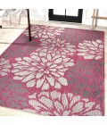 SANTA MONICA Area Rug Zinnia Modern Floral Textured Weave Fuchsia/Light Gray 3 ft. x 5 ft. Indoor/Outdoor Area Rug