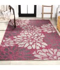 SANTA MONICA Area Rug Zinnia Modern Floral Textured Weave Fuchsia/Light Gray 3 ft. x 5 ft. Indoor/Outdoor Area Rug