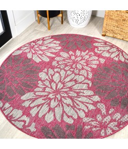 Jonathany Santa Monica SMB110F Fuchsia/Light Gray Area Rug 5 ft. 3 in. X 5 ft. 3 in. Round