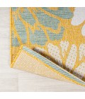 SANTA MONICA Area Rug Zinnia Modern Floral Textured Weave Yellow/Cream 5' Round Indoor/Outdoor Area Rug
