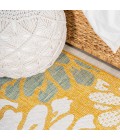 SANTA MONICA Area Rug Zinnia Modern Floral Textured Weave Yellow/Cream 5' Round Indoor/Outdoor Area Rug