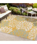 SANTA MONICA Area Rug Zinnia Modern Floral Textured Weave Yellow/Cream 8 ft. x 10 ft. Indoor/Outdoor Area Rug