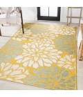 SANTA MONICA Area Rug Zinnia Modern Floral Textured Weave Yellow/Cream 8 ft. x 10 ft. Indoor/Outdoor Area Rug