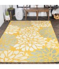 SANTA MONICA Area Rug Zinnia Modern Floral Textured Weave Yellow/Cream 8 ft. x 10 ft. Indoor/Outdoor Area Rug