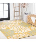 SANTA MONICA Area Rug Zinnia Modern Floral Textured Weave Yellow/Cream 8 ft. x 10 ft. Indoor/Outdoor Area Rug
