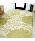 Zinnia Modern Floral Textured Weave Green/Cream 8 ft. x 10 ft. Indoor/Outdoor Area Rug