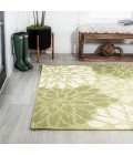 Zinnia Modern Floral Textured Weave Green/Cream 8 ft. x 10 ft. Indoor/Outdoor Area Rug