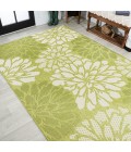 Zinnia Modern Floral Textured Weave Green/Cream 8 ft. x 10 ft. Indoor/Outdoor Area Rug