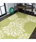 Zinnia Modern Floral Textured Weave Green/Cream 8 ft. x 10 ft. Indoor/Outdoor Area Rug
