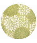 SANTA MONICA Area Rug Zinnia Modern Floral Textured Weave Green/Cream 5' Round Indoor/Outdoor Area Rug