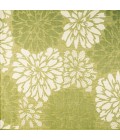 Zinnia Modern Floral Textured Weave Green/Cream 5' Square Indoor/Outdoor Area Rug