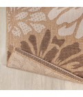 SANTA MONICA Area Rug Zinnia Modern Floral Textured Weave Brown/Cream 5' Square Indoor/Outdoor Area Rug
