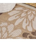SANTA MONICA Area Rug Zinnia Modern Floral Textured Weave Brown/Cream 5' Square Indoor/Outdoor Area Rug