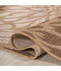 SANTA MONICA Area Rug Zinnia Modern Floral Textured Weave Brown/Cream 5' Square Indoor/Outdoor Area Rug