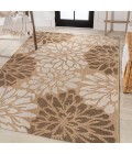 SANTA MONICA Area Rug Zinnia Modern Floral Textured Weave Brown/Cream 4 ft. x 6 ft. Indoor/Outdoor Area Rug