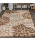 SANTA MONICA Area Rug Zinnia Modern Floral Textured Weave Brown/Cream 4 ft. x 6 ft. Indoor/Outdoor Area Rug