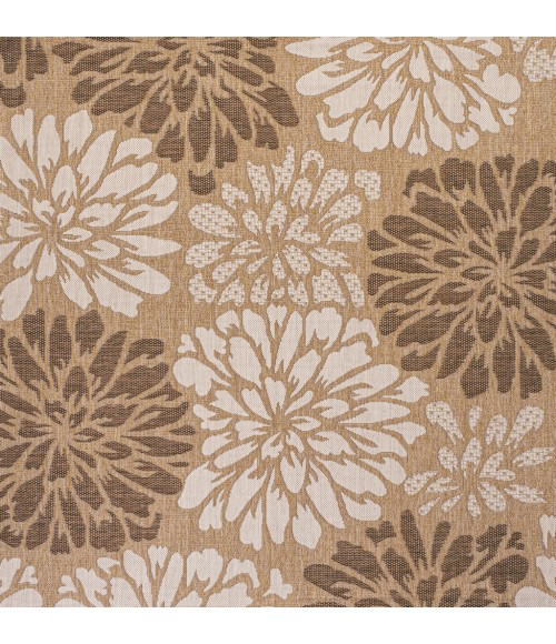 SANTA MONICA Area Rug Zinnia Modern Floral Textured Weave Brown/Cream 5' Square Indoor/Outdoor Area Rug