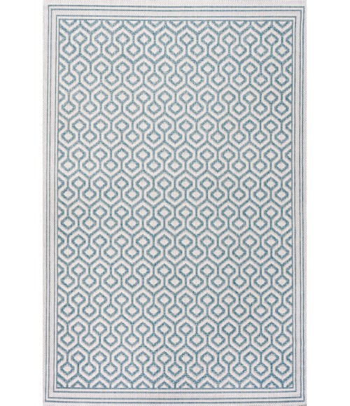 SANTA MONICA Area Rug Marvao Diamond Trellis Teal/Gray 3 ft. x 5 ft. Indoor/Outdoor Area Rug