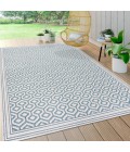 SANTA MONICA Area Rug Marvao Diamond Trellis Teal/Gray 3 ft. x 5 ft. Indoor/Outdoor Area Rug