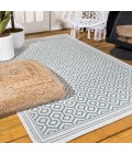 SANTA MONICA Area Rug Marvao Diamond Trellis Teal/Gray 3 ft. x 5 ft. Indoor/Outdoor Area Rug