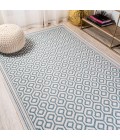 SANTA MONICA Area Rug Marvao Diamond Trellis Teal/Gray 3 ft. x 5 ft. Indoor/Outdoor Area Rug
