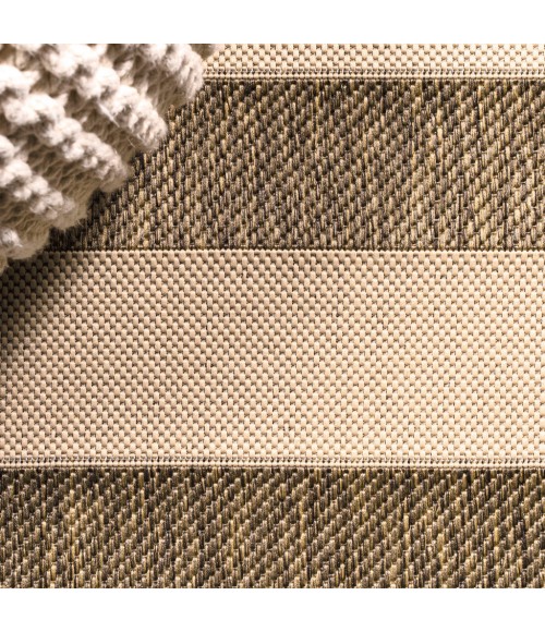 SANTA MONICA Area Rug Aveiro Wide Stripe Beige/Brown 2 ft. x 10 ft. Indoor/Outdoor Runner Rug