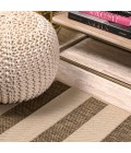 SANTA MONICA Area Rug Aveiro Wide Stripe Beige/Brown 2 ft. x 10 ft. Indoor/Outdoor Runner Rug
