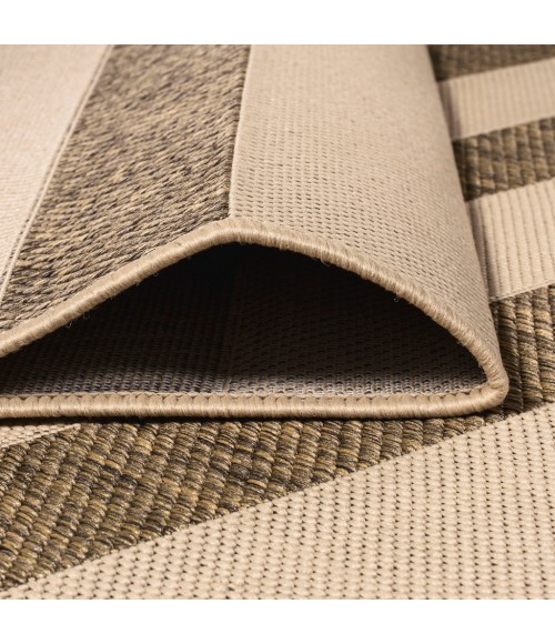 SANTA MONICA Area Rug Aveiro Wide Stripe Beige/Brown 2 ft. x 10 ft. Indoor/Outdoor Runner Rug