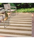 SANTA MONICA Area Rug Aveiro Wide Stripe Beige/Brown 8 ft. x 10 ft. Indoor/Outdoor Area Rug