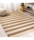 SANTA MONICA Area Rug Aveiro Wide Stripe Beige/Brown 8 ft. x 10 ft. Indoor/Outdoor Area Rug