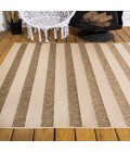 SANTA MONICA Area Rug Aveiro Wide Stripe Beige/Brown 8 ft. x 10 ft. Indoor/Outdoor Area Rug