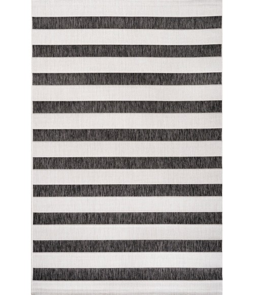 SANTA MONICA Area Rug Aveiro Wide Stripe Black/Cream 4 ft. x 6 ft. Indoor/Outdoor Area Rug