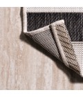 SANTA MONICA Area Rug Aveiro Wide Stripe Black/Cream 2 ft. x 10 ft. Indoor/Outdoor Runner Rug