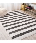 SANTA MONICA Area Rug Aveiro Wide Stripe Black/Cream 4 ft. x 6 ft. Indoor/Outdoor Area Rug