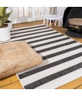 SANTA MONICA Area Rug Aveiro Wide Stripe Black/Cream 4 ft. x 6 ft. Indoor/Outdoor Area Rug