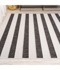 SANTA MONICA Area Rug Aveiro Wide Stripe Black/Cream 4 ft. x 6 ft. Indoor/Outdoor Area Rug