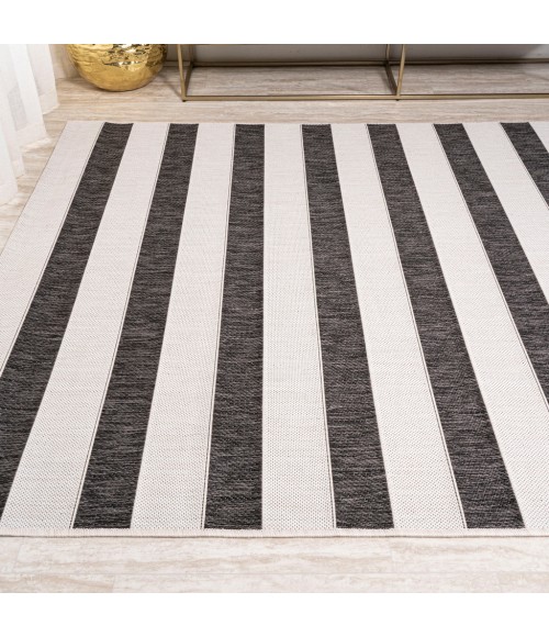 SANTA MONICA Area Rug Aveiro Wide Stripe Black/Cream 4 ft. x 6 ft. Indoor/Outdoor Area Rug