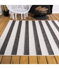 SANTA MONICA Area Rug Aveiro Wide Stripe Black/Cream 4 ft. x 6 ft. Indoor/Outdoor Area Rug