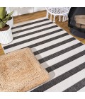 SANTA MONICA Area Rug Aveiro Wide Stripe Black/Cream 4 ft. x 6 ft. Indoor/Outdoor Area Rug