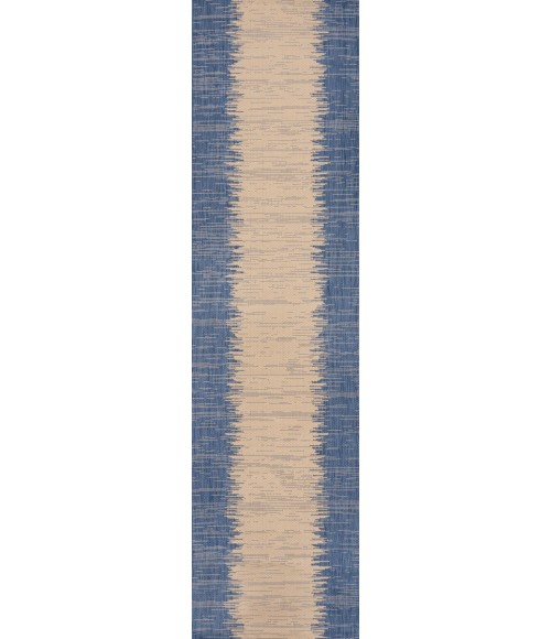 Tavira Modern Strie' Blue/Beige 2 ft. x 10 ft. Indoor/Outdoor Runner Rug