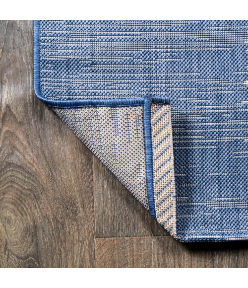 Tavira Modern Strie' Blue/Beige 2 ft. x 10 ft. Indoor/Outdoor Runner Rug