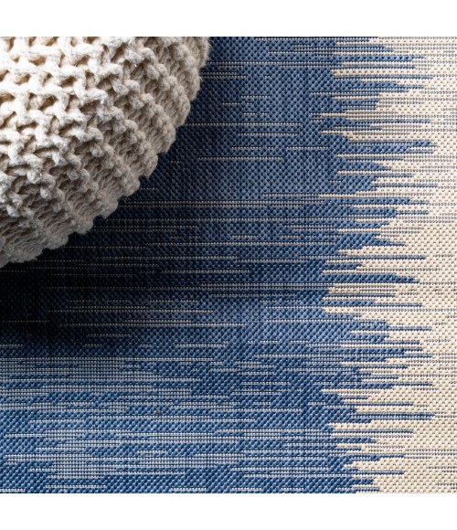 Tavira Modern Strie' Blue/Beige 2 ft. x 10 ft. Indoor/Outdoor Runner Rug